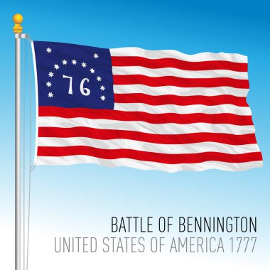 ABD, tarihi bayrak, Bennington savaşı, 1777 yılı, Amerika Birleşik Devletleri, vektör illüstrasyonu