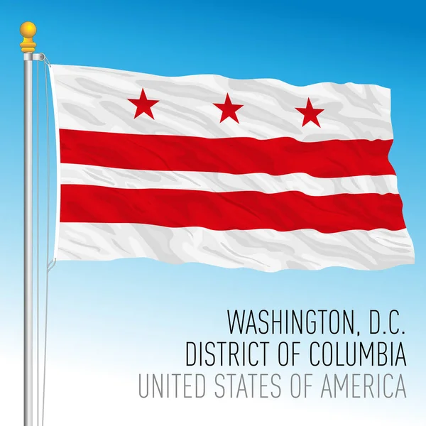 Washington District Columbia Bandeira Estado Federal Estados Unidos Ilustração Vetorial —  Vetores de Stock