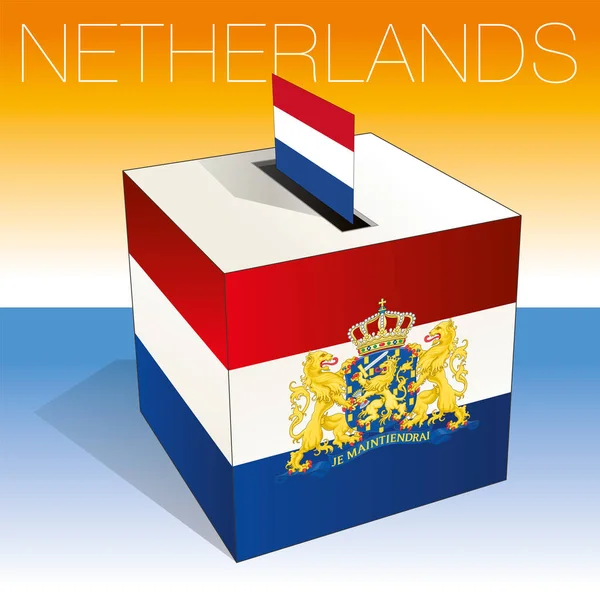 オランダと旗のシンボルを持つオランダの投票箱 ベクトルイラスト — ストックベクタ