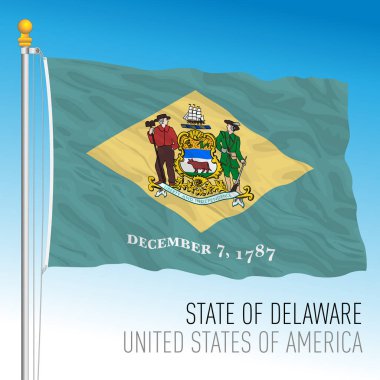 Delaware federal eyalet bayrağı, Birleşik Devletler, vektör illüstrasyonu