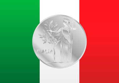 İtalyan bayrağı eski İtalyan para sembolü, İtalya, vektör illüstrasyonu