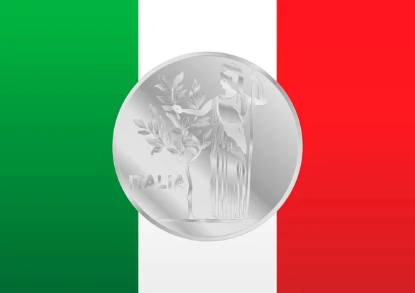 Italská Vlajka Starým Italským Symbolem Mince Itálie Vektorová Ilustrace — Stockový vektor
