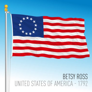 Betsy Ross Amerikan tarihi bayrağı, Birleşik Devletler, 1792, vektör illüstrasyonu