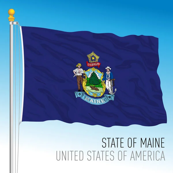 Maine Federal State Flag United States Vector Illustration — 스톡 벡터