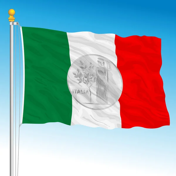 Bandera Italia Con Símbolo Central Antigua 100 Liras Italia Moneda — Vector de stock