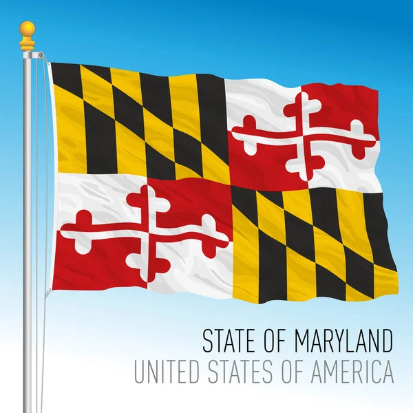 Maryland Bandiera Statale Federale Stati Uniti Illustrazione Vettoriale — Vettoriale Stock