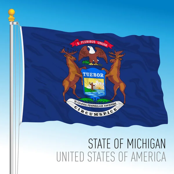 Michigan Bandeira Estado Federal Estados Unidos Ilustração Vetorial —  Vetores de Stock