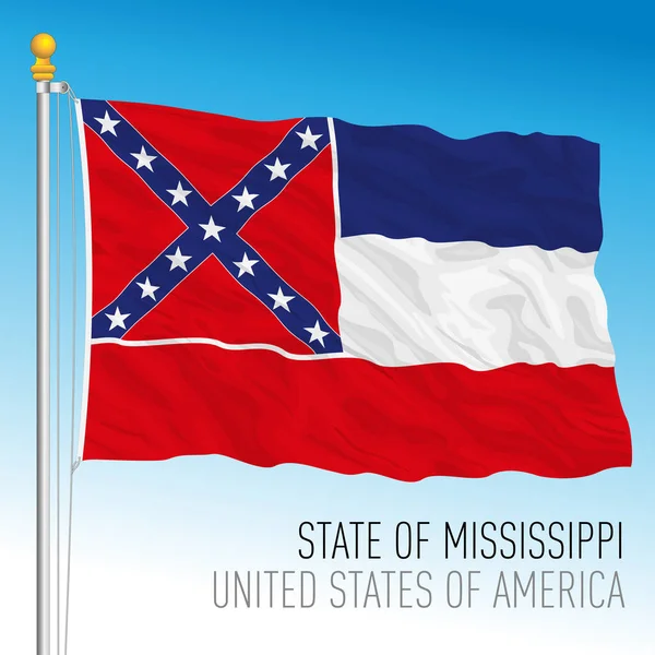 Mississippi Szövetségi Állami Zászló Egyesült Államok Vektor Illusztráció — Stock Vector
