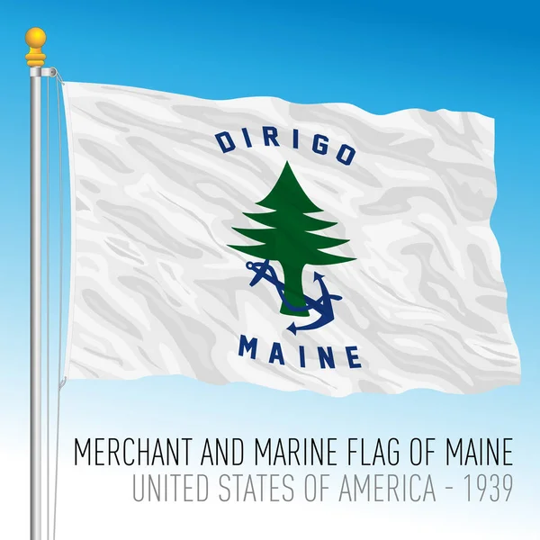 Maine Navy Historical Flag 1939 United States Vector Illustration — Stock Vector