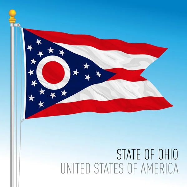 Ohio Bandiera Stato Federale Stati Uniti Illustrazione Vettoriale — Vettoriale Stock