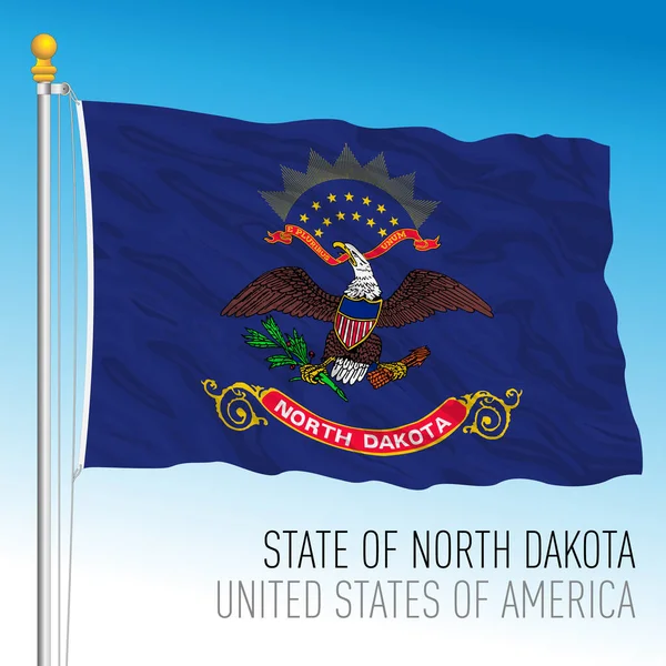 North Dakota Bandiera Dello Stato Federale Stati Uniti Illustrazione Vettoriale — Vettoriale Stock