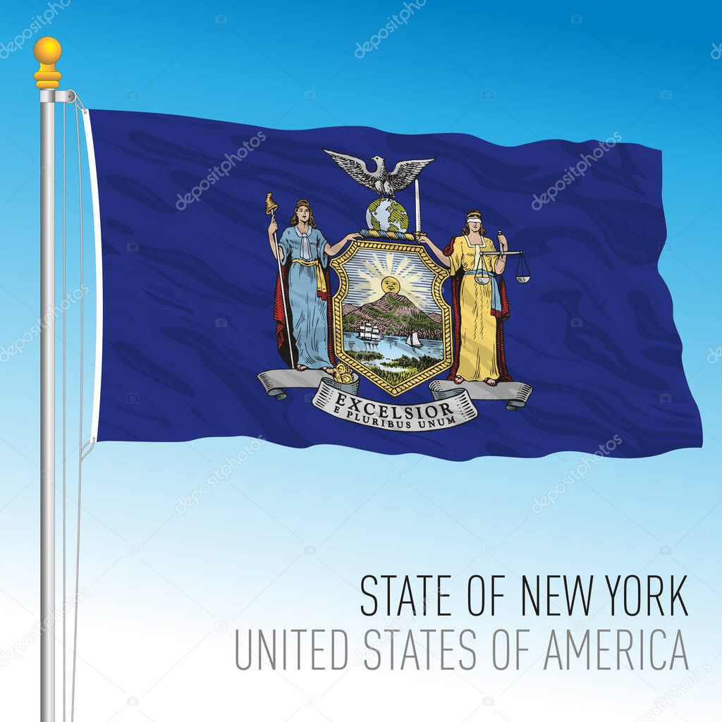 New York federal state flag, United States, vector illustration