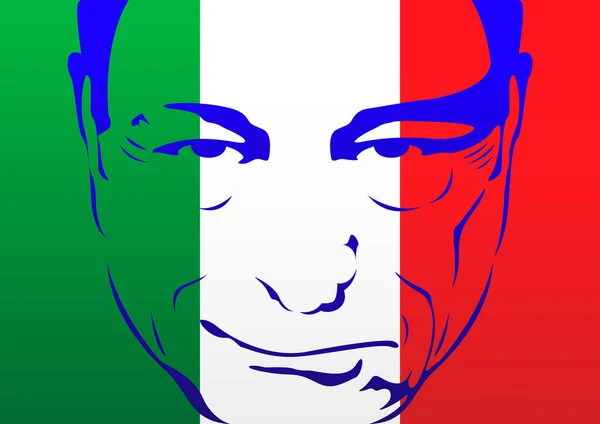 Mario Draghi Portrait Sur Drapeau Italien Italie Illustration Vectorielle — Image vectorielle