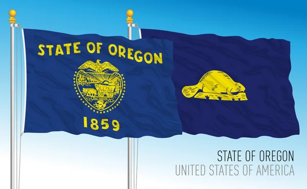 Bandiera Statale Federale Dell Oregon Stati Uniti Fronte Retro Illustrazione — Vettoriale Stock