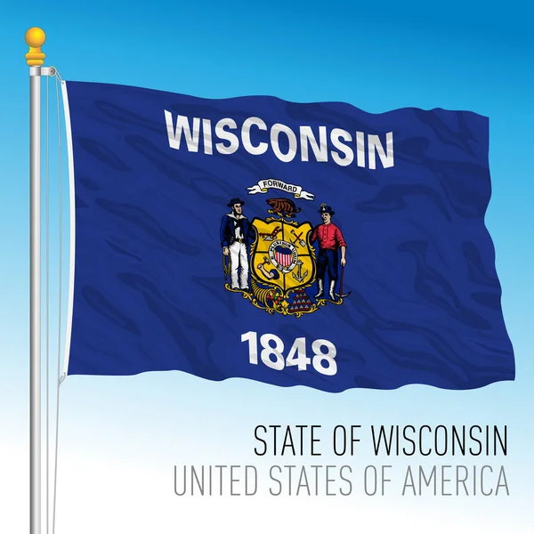 Flagge Des Bundesstaates Wisconsin Vereinigte Staaten Vektorillustration — Stockvektor