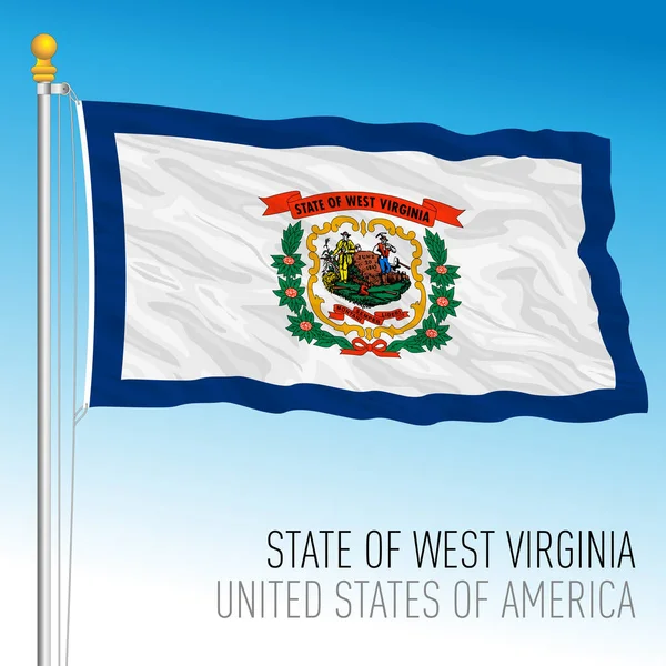 West Virginia Bandeira Estado Federal Estados Unidos Ilustração Vetorial — Vetor de Stock