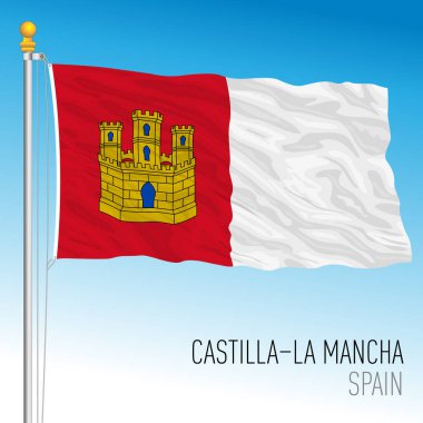 Castilla La Mancha bölgesel bayrağı, İspanya özerk topluluğu, Avrupa Birliği, vektör illüstrasyonu