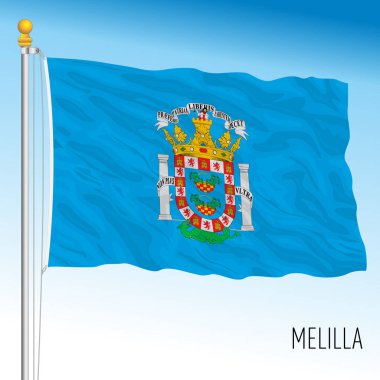 Melilla bölgesel bayrağı, İspanya özerk topluluğu, Afrika, vektör illüstrasyonu