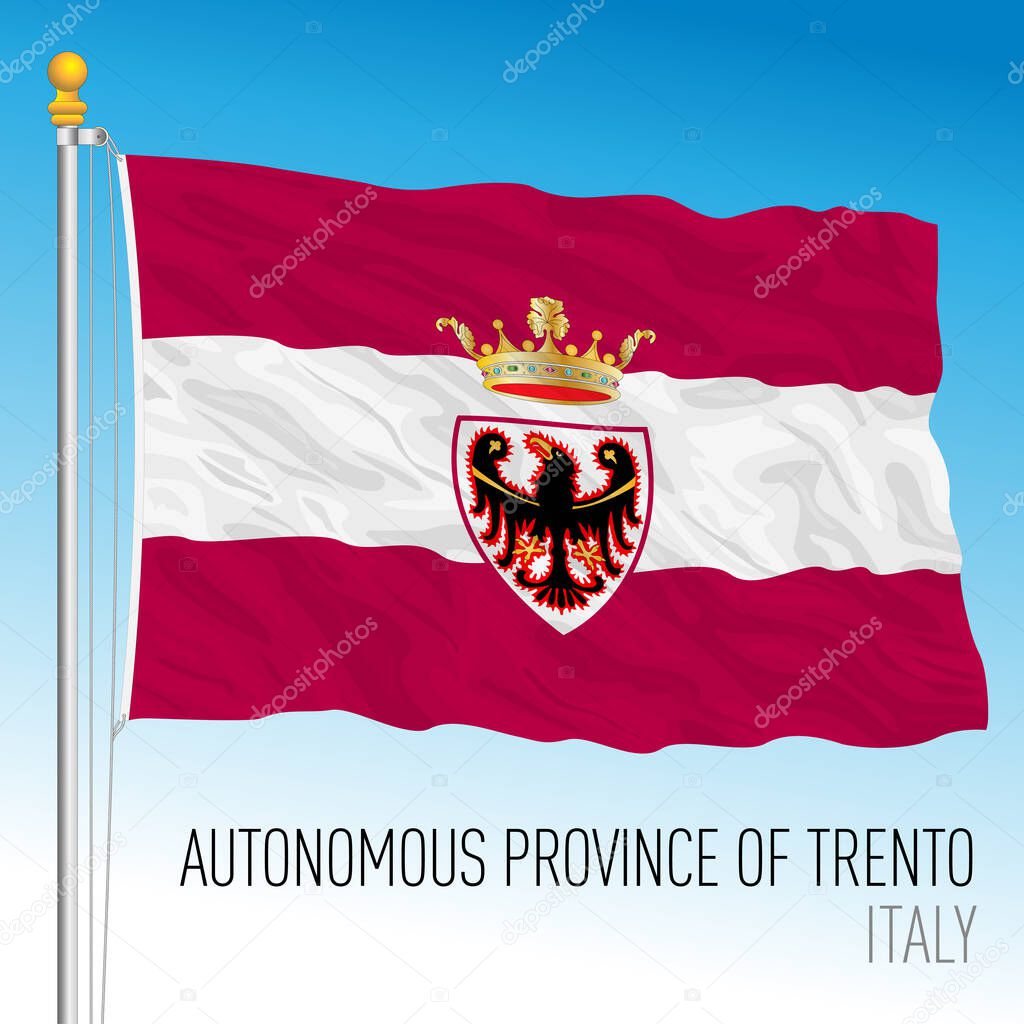 Autonomous Province of Trento, flag of the province, Italian Republic, vector illustration 
