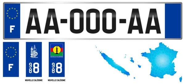 Kaledonia Baru Prancis Pelat Daerah Prancis Detail Label Samping Departemen - Stok Vektor