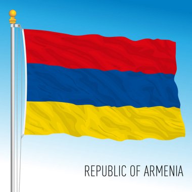 Ermenistan resmi ulusal bayrağı, Avrupa ülkesi, vektör illüstrasyonu