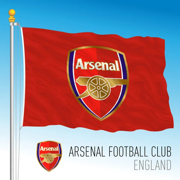Europa Rok 2021 Flaga Klubu Piłkarskiego Arsenal Herb Drużyny Nowym — Wektor stockowy