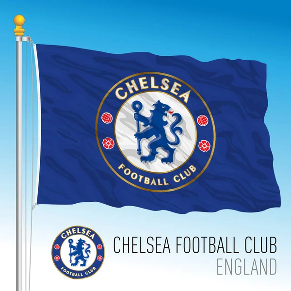 Avrupa 2021 Yılı Chelsea Futbol Kulübü Bayrağı Arma Takımı Yeni — Stok Vektör