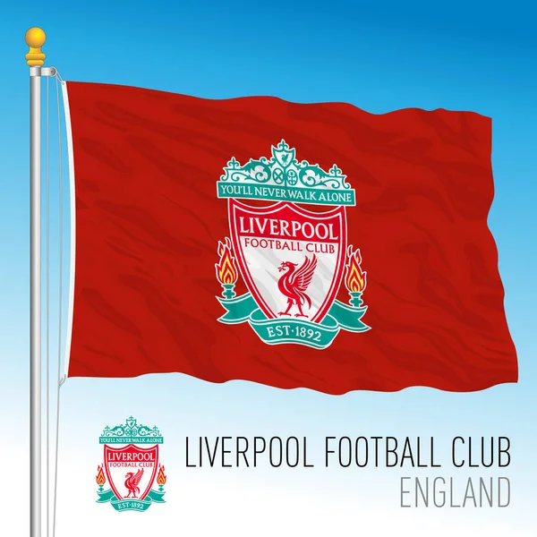 Europa 2021 Liverpool Football Club Flagga Och Vapensköld Laget Det — Stock vektor