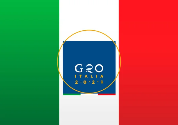 G20 Italie 2021 Drapeau Avec Logo Illustration Vectorielle — Image vectorielle