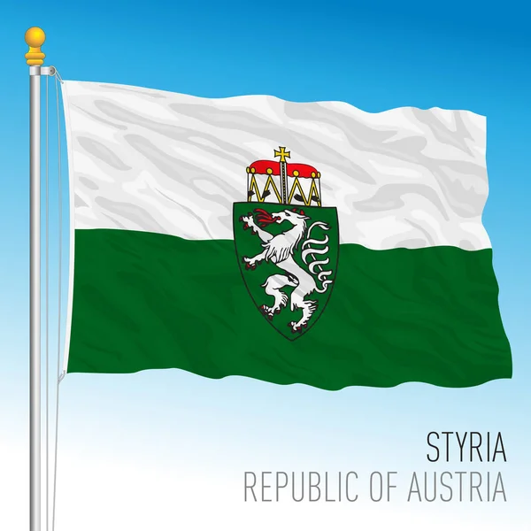 Styria Resmi Bölgesel Bayrağı Avusturya Cumhuriyeti Toprakları Vektör Illüstrasyonu — Stok Vektör
