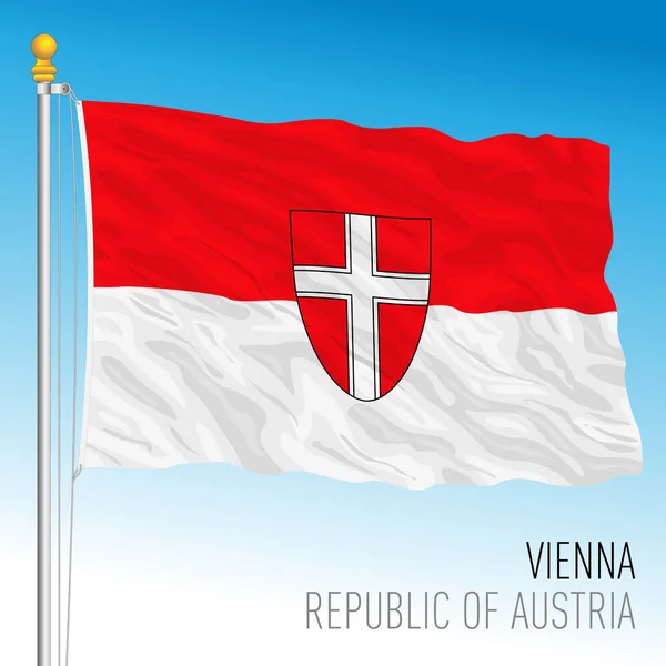 Vienna Official Regional Flag Land Republic Austria Vector Illustration — Stock Vector