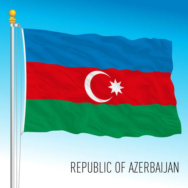 Azerbejdżan Oficjalna Flaga Narodowa Kraj Azjatycki Ilustracja Wektora — Wektor stockowy