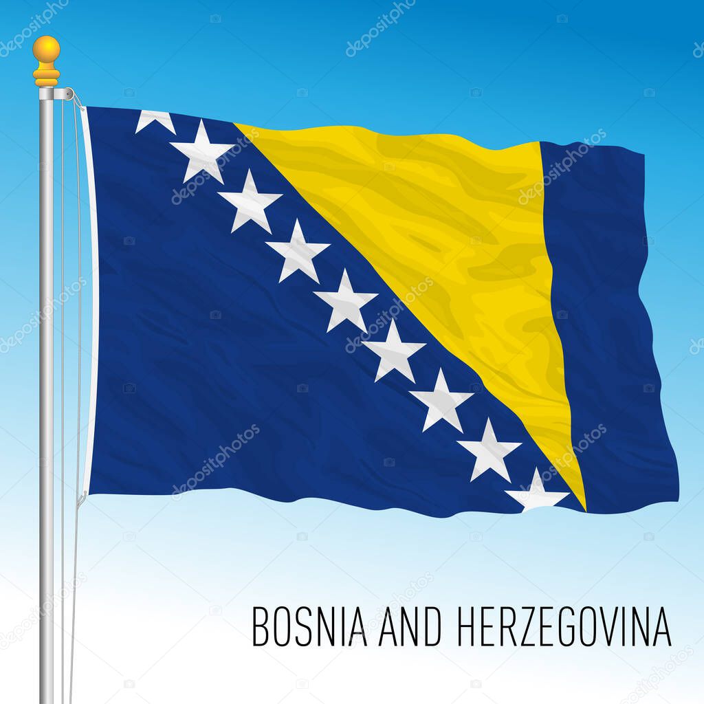 Bosnia and Herzegovina official national flag, European country, vector illustration