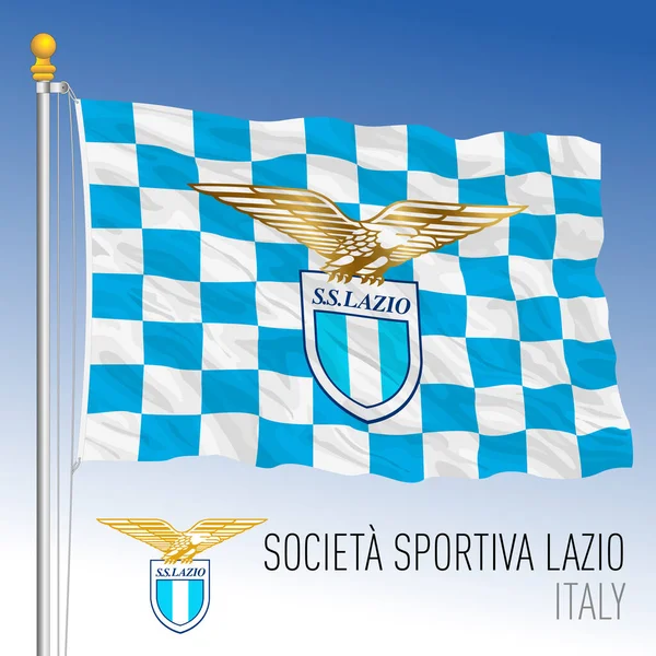 イタリア 2021年 サッカー選手権 ラツィオの旗とチームクレスト ベクトルイラスト — ストックベクタ