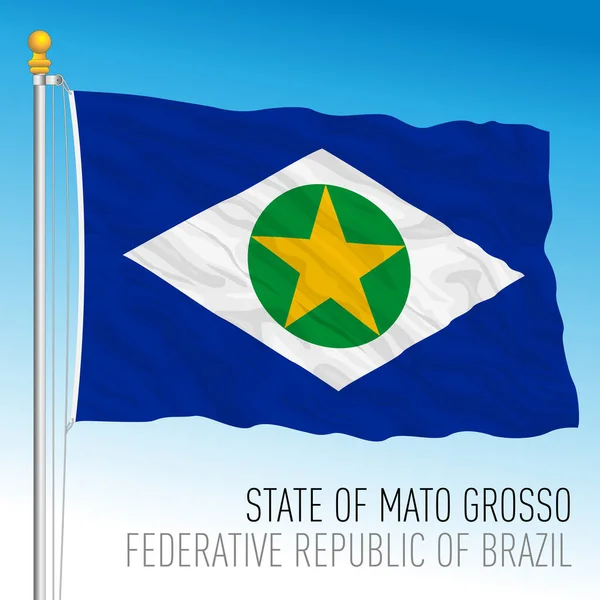 Estado Mato Grosso Bandeira Regional Oficial Brasil Ilustração Vetorial — Vetor de Stock