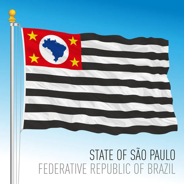 Estado São Paulo Bandeira Regional Oficial Brasil Ilustração Vetorial —  Vetores de Stock