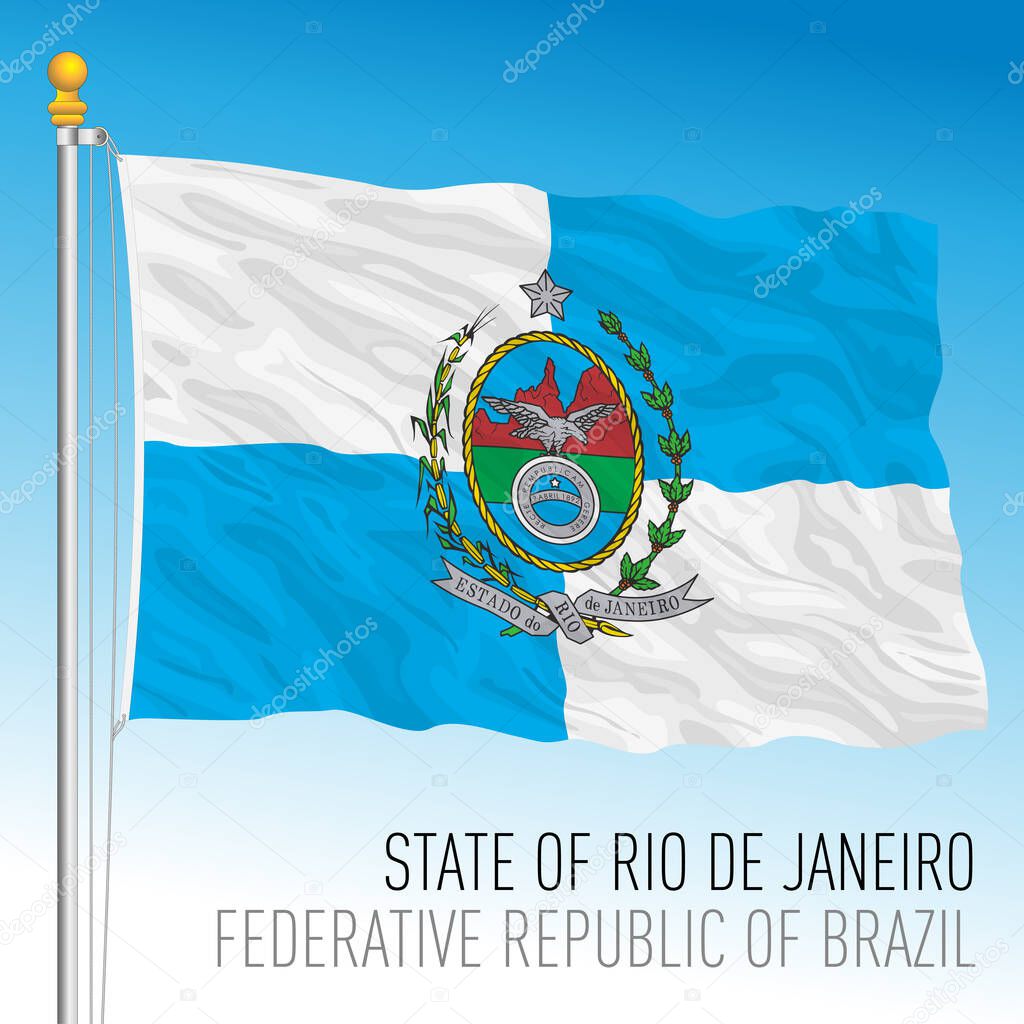 State of Rio de Janeiro, official regional flag, Brazil, vector illustration