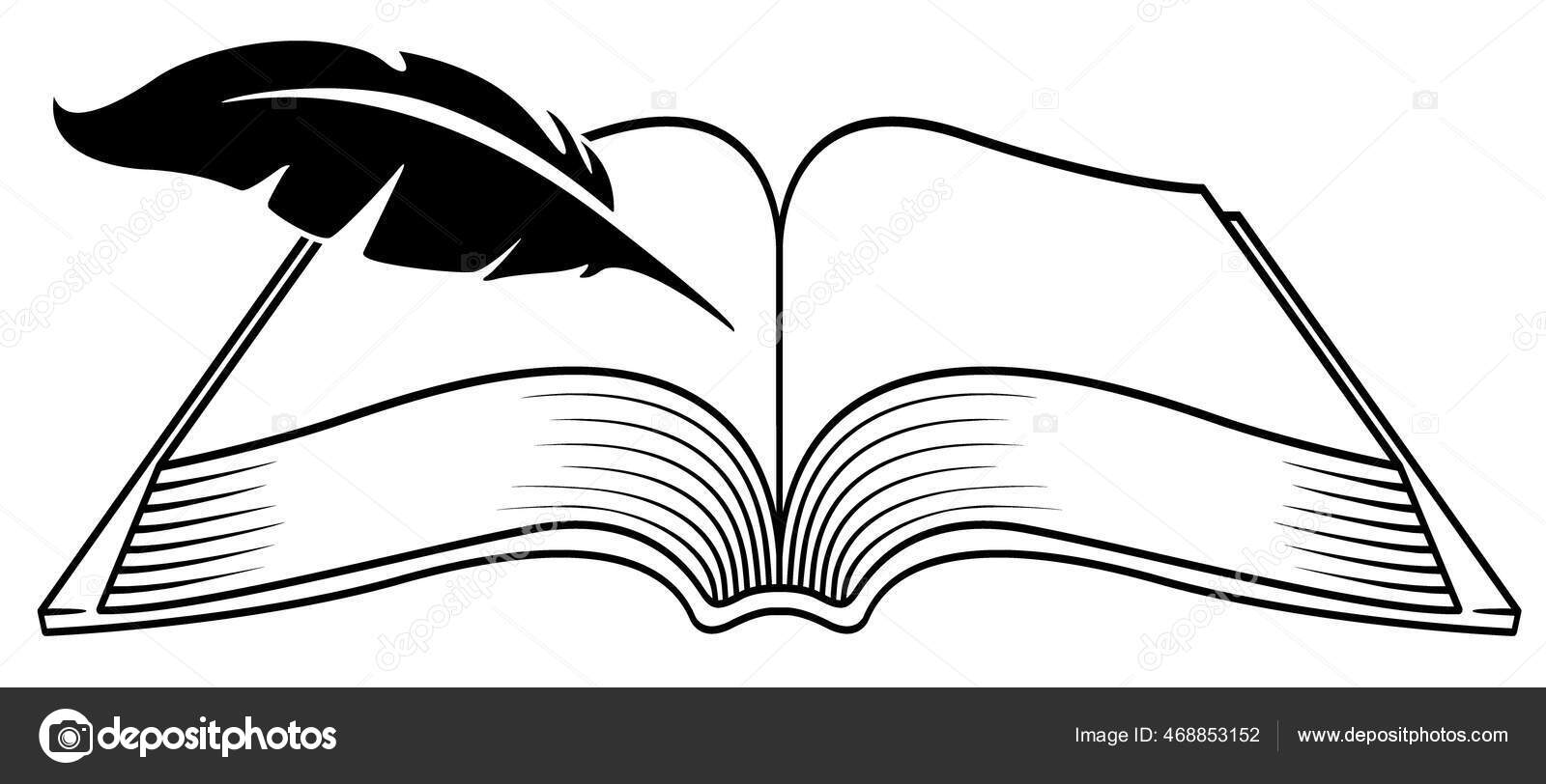 Book Quill Pen Writing Vector Illustration Stock Vector Image by