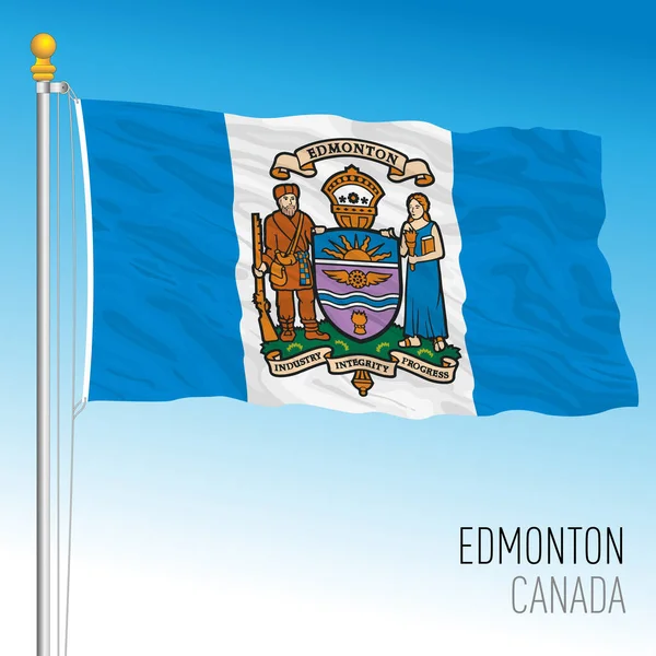 Edmonton Stad Flagga Kanada Nordamerika Land Vektor Illustration — Stock vektor