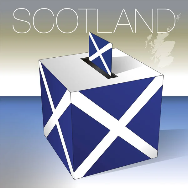 Шотландия Символ Избирательного Ящика Шотландским Флагом Картой Векторная Иллюстрация — стоковый вектор