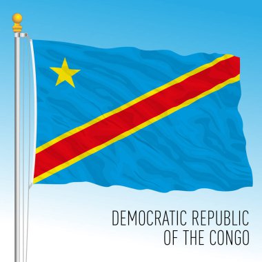 Kongo Demokratik Cumhuriyeti resmi ulusal bayrağı, Afrika ülkesi, vektör illüstrasyonu