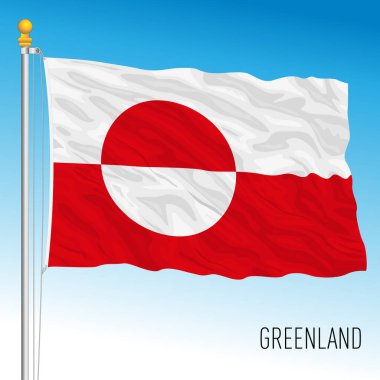 Grönland resmi ulusal bayrağı, Amerikan toprağı, Danimarka, vektör illüstrasyonu