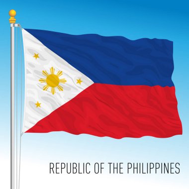 Filipinler resmi ulusal bayrağı, Asya ülkesi, vektör illüstrasyonu