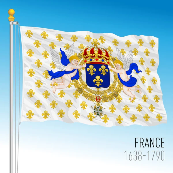 Kingdom France Historic Flag 1638 1790 — стоковий вектор