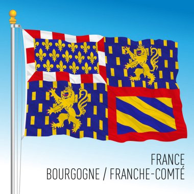 Bourgogne (Burgundy) - Franche Comte bölgesel bayrağı, Fransa, Avrupa Birliği, vektör illüstrasyonu