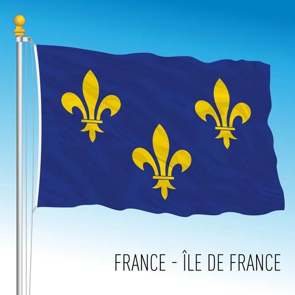 Ile France Regional Flag Francia Unión Europea Vector Illustration — Archivo Imágenes Vectoriales