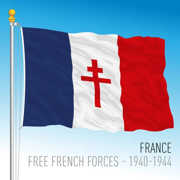 Bandera Histórica Las Fuerzas Francesas Libres Francia Ilustración Vectorial 1940 — Archivo Imágenes Vectoriales