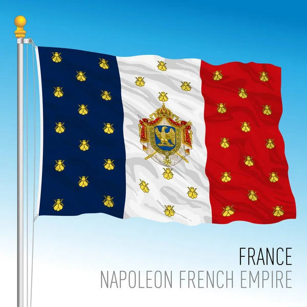 Napoleon Bonaparte Franska Imperiet Flagga Frankrike Historiska Emblem Vektor Illustration — Stock vektor