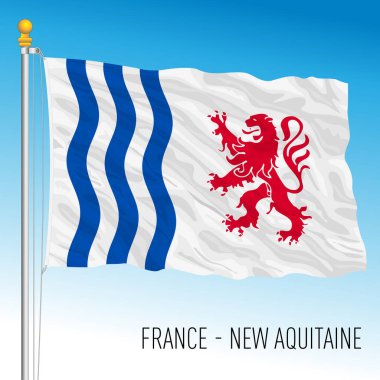 Yeni Aquitaine bölgesel bayrağı, Fransa, Avrupa Birliği, vektör illüstrasyonu