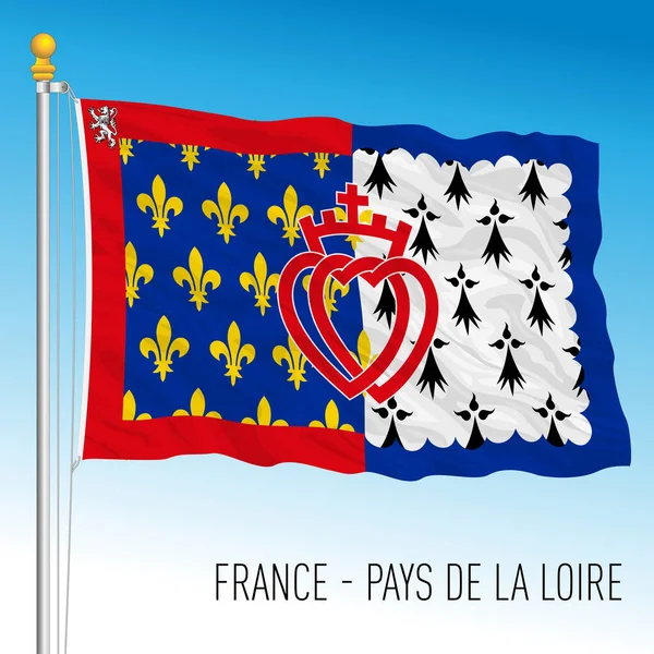 Pays Loire Bölgesel Bayrağı Fransa Avrupa Birliği Vektör Illüstrasyonu — Stok Vektör